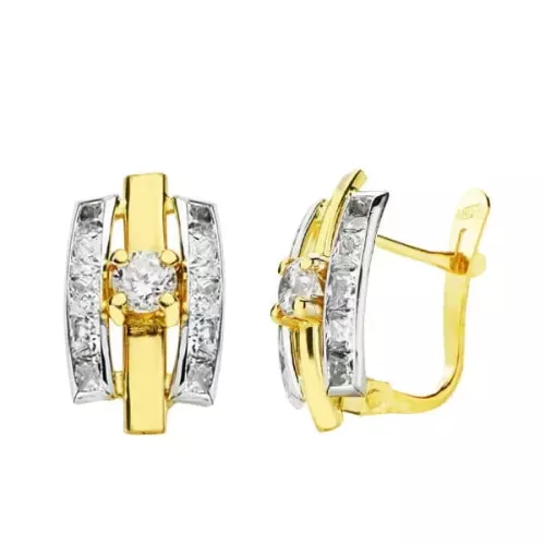 18K PENDIENTES BICOLOR CIRCONITA 13X7 MM CIERRE CATALAN 1