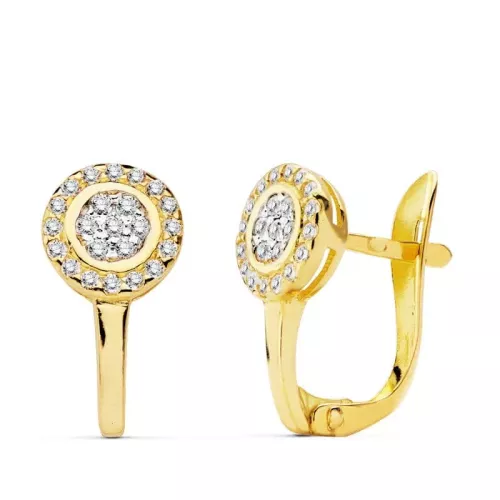 18K PENDIENTES BICOLOR CIRCONITA 12X7 MM CIERRE CATALAN 1