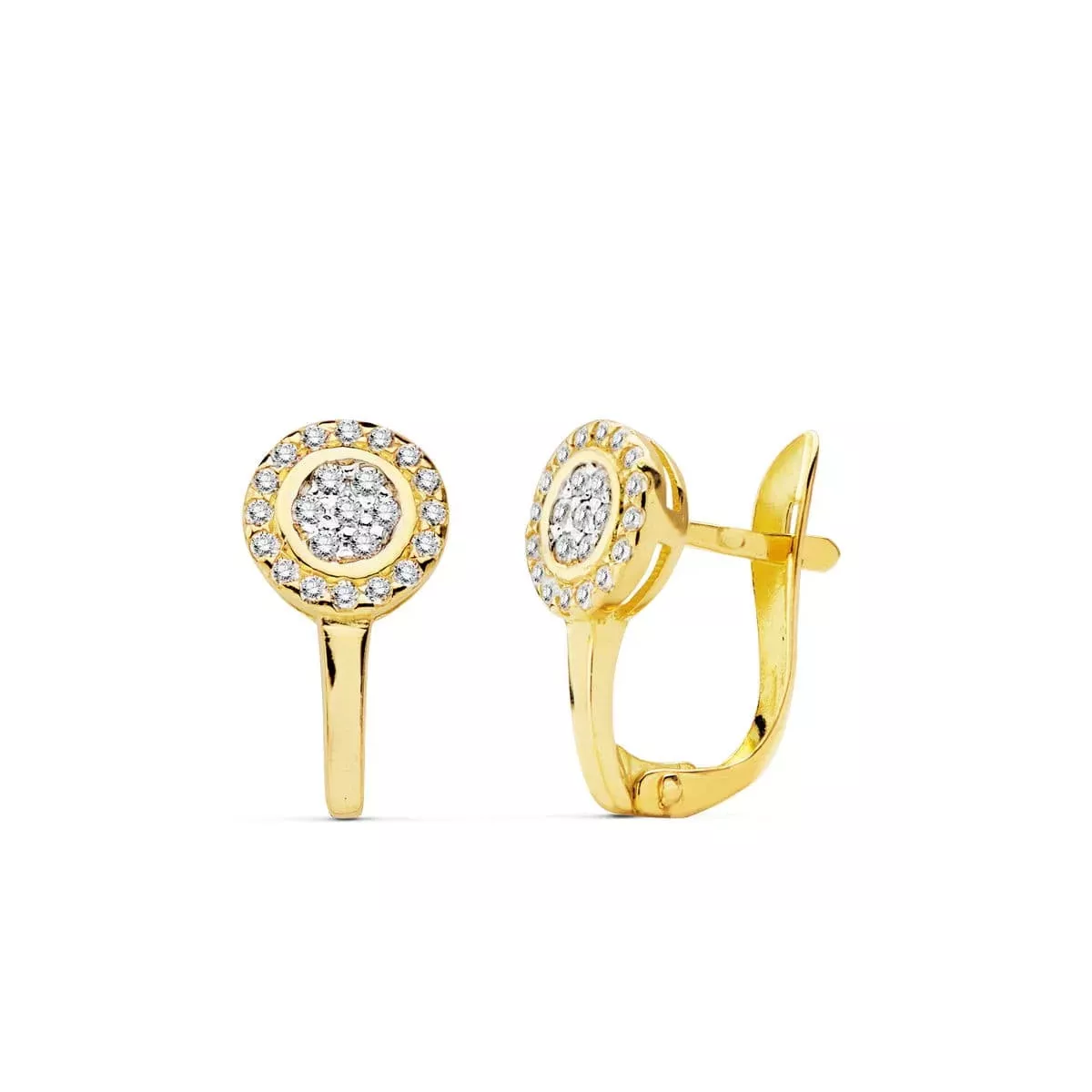 18K PENDIENTES BICOLOR CIRCONITA 12X7 MM CIERRE CATALAN 1