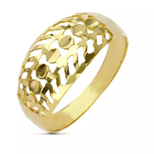 9K SORTIJA ORO AMARILLO TALLADA DIAMANTADA ANCHO 10 MM 2