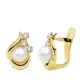 18K PENDIENTES ORO AMARILLO PERLA Y CIRCONITA 11X8 MM CIERRE CATALAN 1