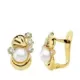 18K PENDIENTES ORO AMARILLO PERLA Y CIRCONITA 12X8 MM CIERRE CATALAN 1