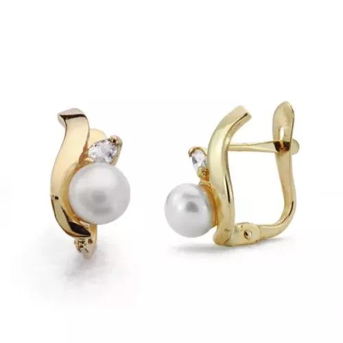 18K PENDIENTES ORO AMARILLO COMUNION PERLA 12X6 MM CIERRE CATALAN 1