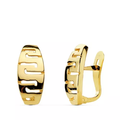 18K PENDIENTES ORO AMARILLO GRECA 13X6 MM CIERRE CATALAN 1