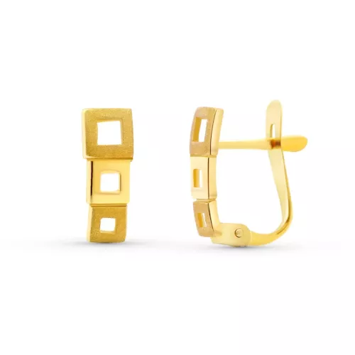 18K PENDIENTES ORO AMARILLO CUADRADOS 11X4 MM. CIERRE CATALAN 1