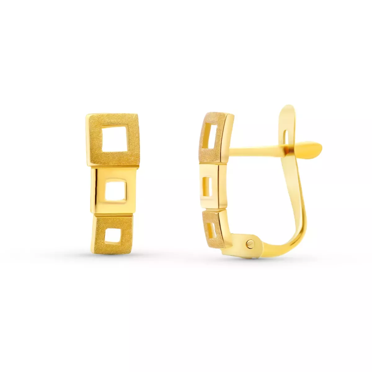 18K PENDIENTES ORO AMARILLO CUADRADOS 11X4 MM. CIERRE CATALAN 1