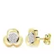 18K PENDIENTES ORO BICOLOR TREBOL CIRCONITA 10M CIERRE PRESION 0