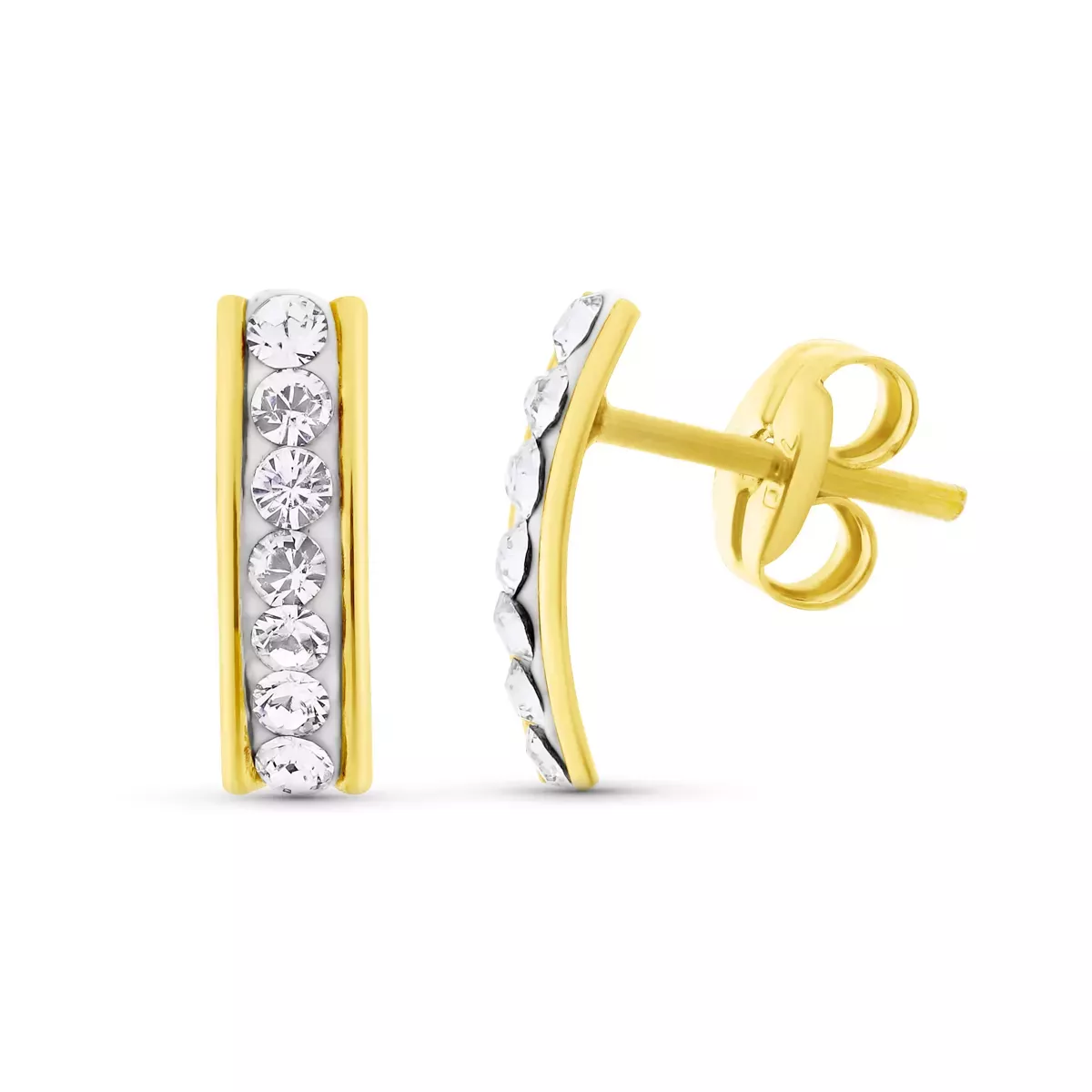 18K PENDIENTES ORO AMARILLO CIRCONITA 9X2.5 MM CIERRE PRESION 0