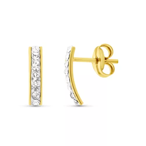 18K PENDIENTES ORO AMARILLO CIRCONITA 9X2 MM CIERRE PRESION 0
