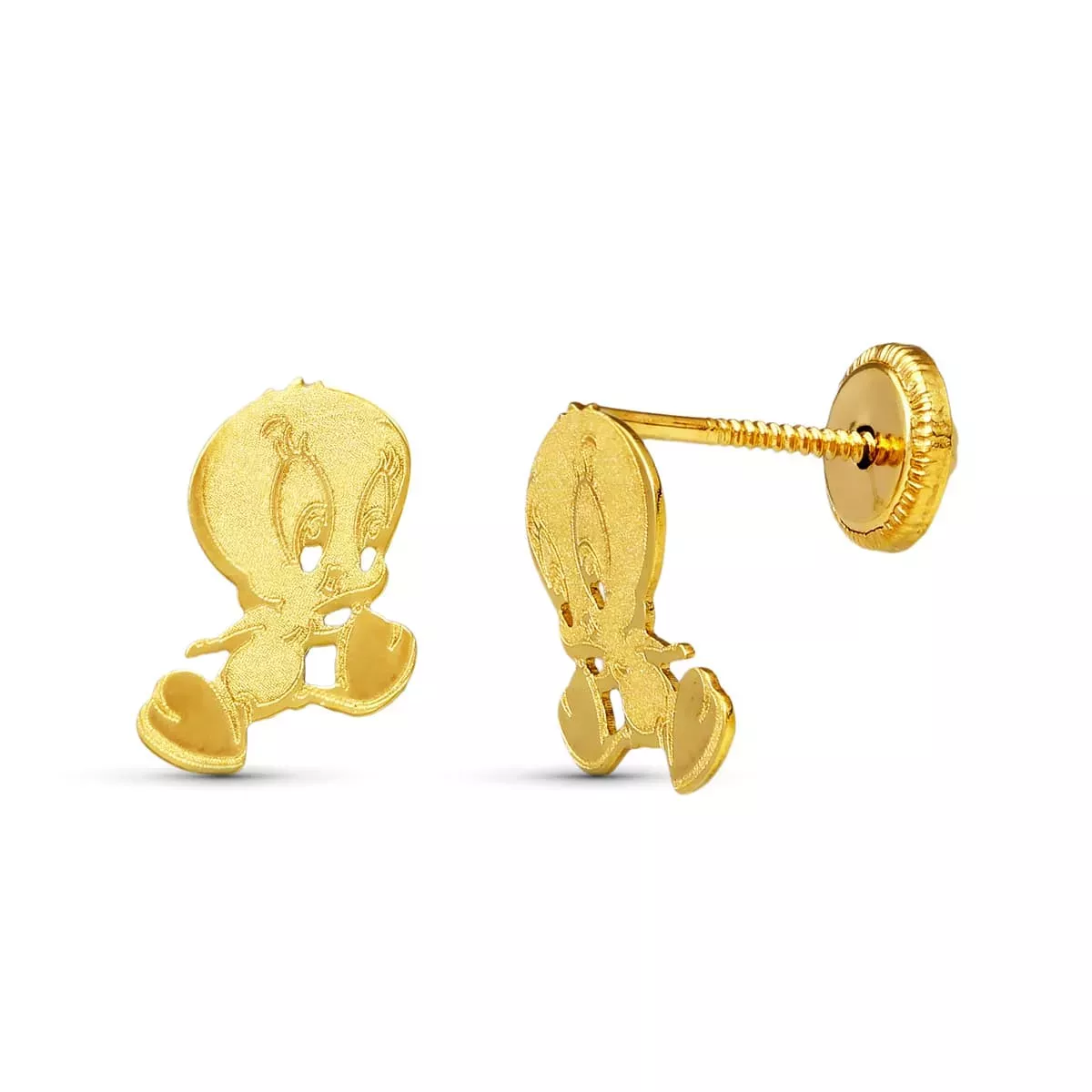 18K PENDIENTES ORO AMARILLO PIOLIN LASER. 9X6 MM CIERRE TUERCA 0