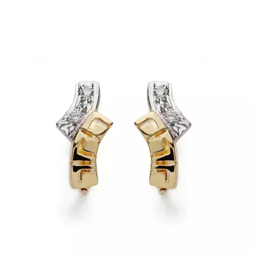 18K PENDIENTES BICOLOR CIRCONITA 13X6 MM CIERRE CATALAN 1