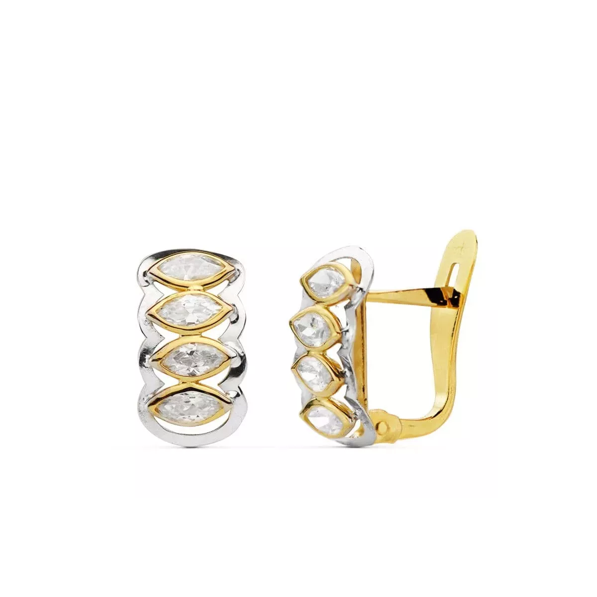 18K PENDIENTES BICOLOR CIRCONITA 12X7 MM CIERRE CATALAN 1