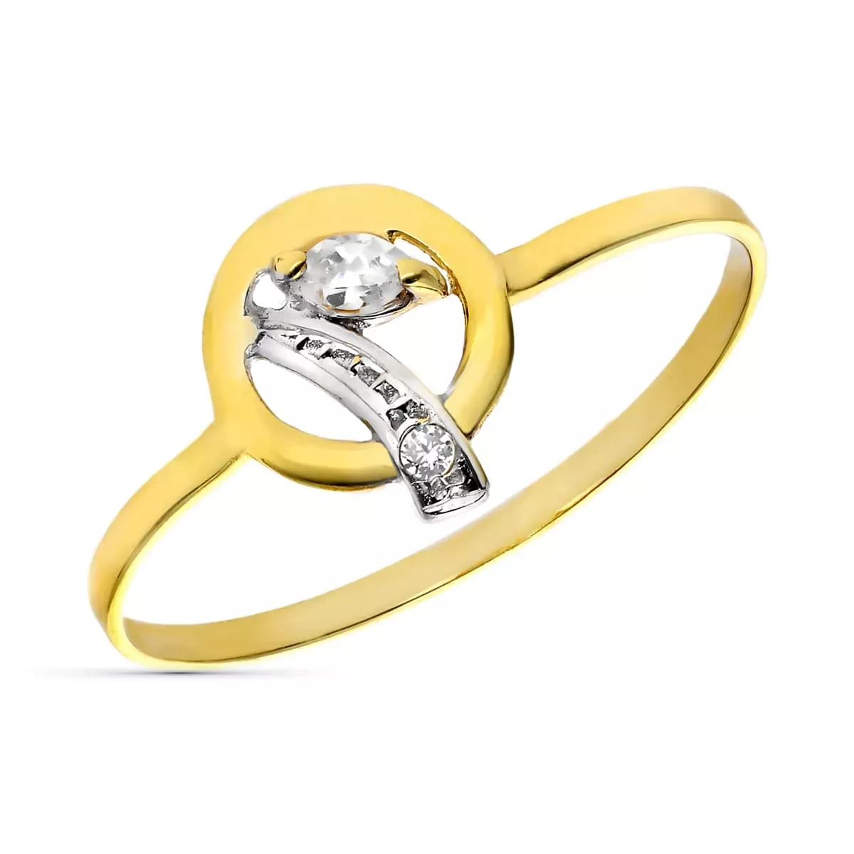 9K SORTIJA ORO BICOLOR MOTIVO RENDONDO CON CIRCONITAS. ANCHO: 9 MM 0