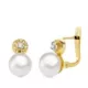 18K PENDIENTES ORO AMARILLO PERLA Y CIRCONITA 11X7 MM CIERRE CATALAN 1