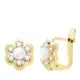 18K PENDIENTES ORO AMARILLO FLOR CON CIRCONITA Y PERLA 8X8 MM CATALAN 1