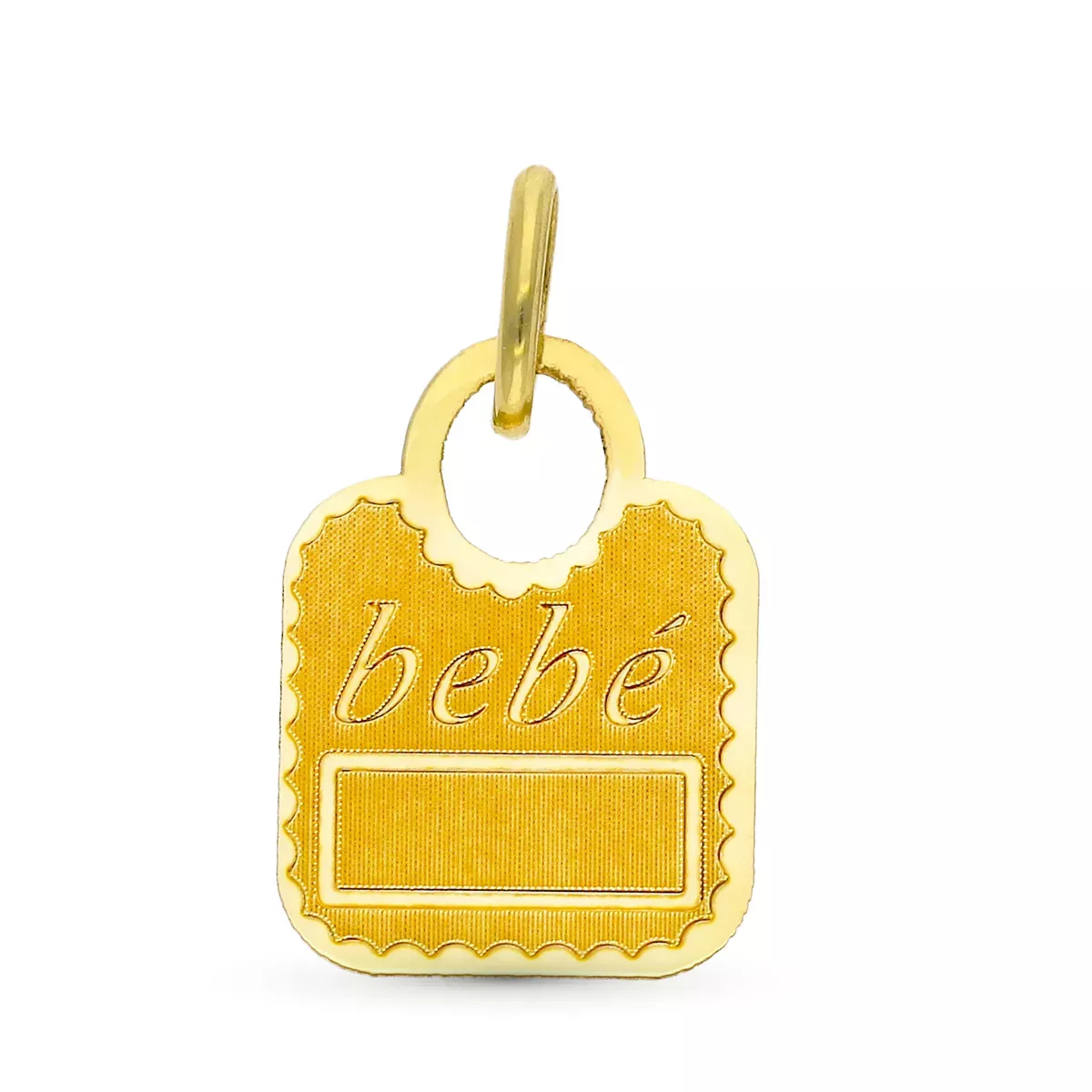 9K COLGANTE ORO AMARILLO BABERO DE BEBE 14X10 MM 0