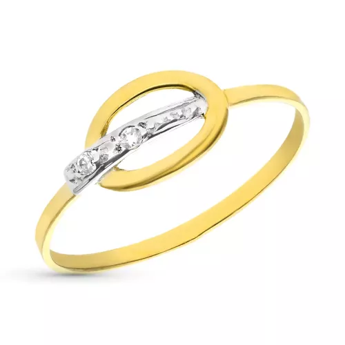 9K SORTIJA ORO BICOLOR MOTIVO OVAL CON CIRCONITAS. ANCHO: 6