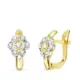 18K PENDIENTES ORO BICOLOR FLOR CON CIRCONITA 12X6 MM CIERRE CATALAN 1
