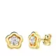 18K PENDIENTES ORO AMARILLO FLOR Y CIRCONITA 8X8 MM PRESION 0