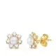 18K PENDIENTES ORO AMARILLO CON CIRCONITAS Y PERLA DE 4 MM. MEDIDA: 9X9 MM. CIERRE PRESION 1