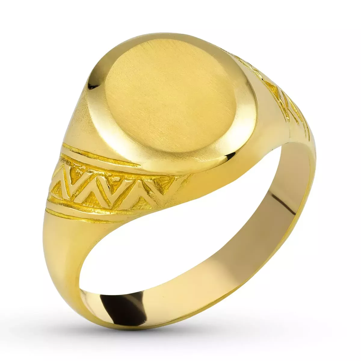 18K SELLO ORO AMARILLO MACIZO OVAL MOTIVO LATERAL. ZONA GRABADO: 12X11 MM 4