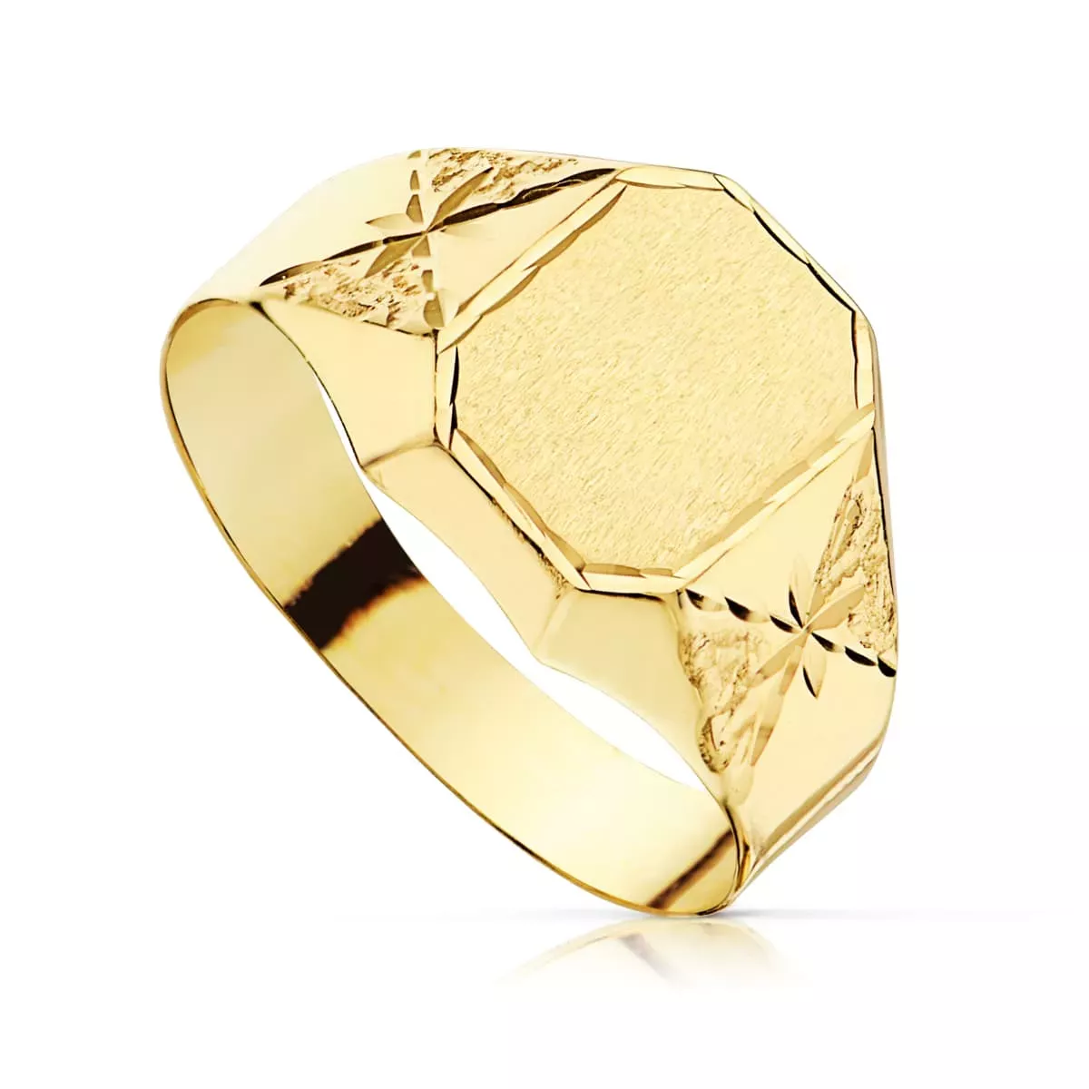 18K SELLO ORO AMARILLO CADETE TALLADO HUECO. ANCHO GRABADO: 9 X 7.5MM 2