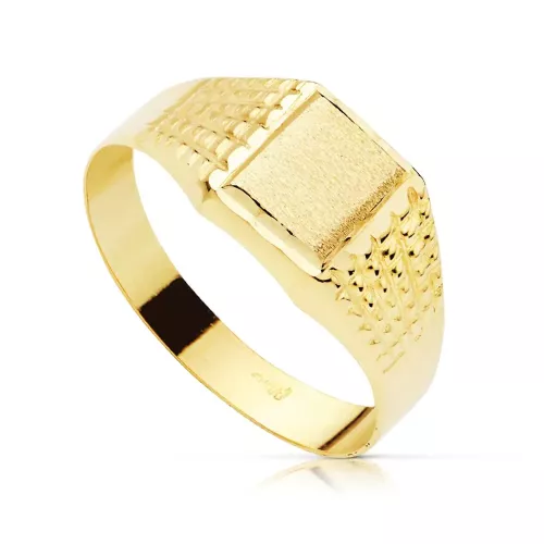 18K SELLO ORO AMARIILO CADETE HUECO TALLADO 7 X 6 MM 1,89gr