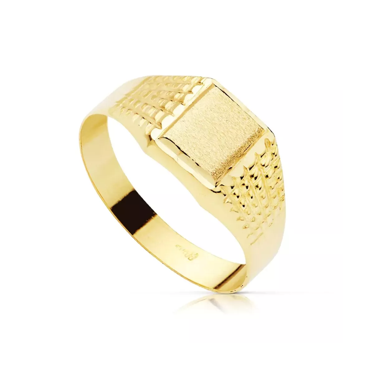 18K SELLO ORO AMARIILO CADETE HUECO TALLADO 7 X 6 MM 1