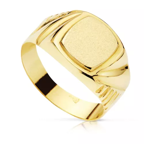 18K SELLO ORO AMARILLO CADETE HUECO TALLADO ZONA GRABADO 8 X 7 MM 2