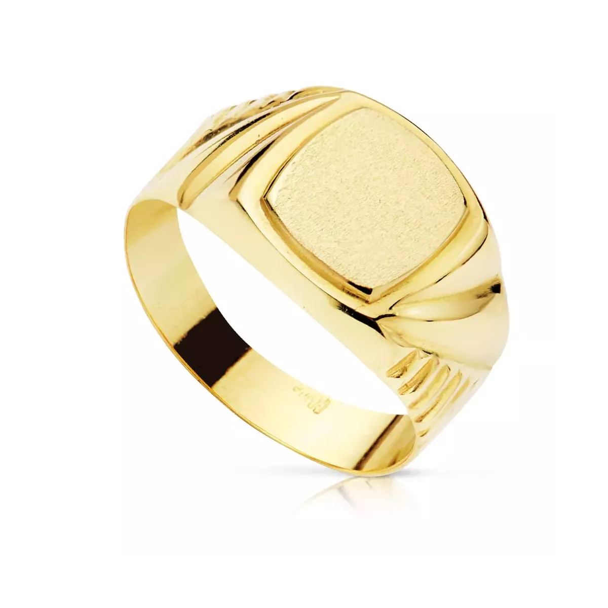 18K SELLO ORO AMARILLO CADETE HUECO TALLADO ZONA GRABADO 8 X 7 MM 2