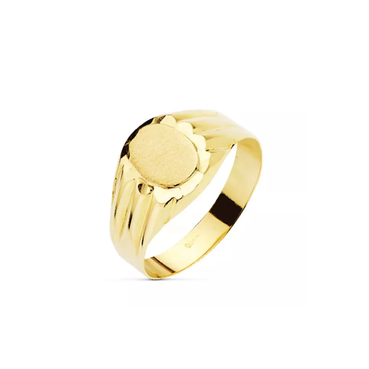 18K SELLO ORO AMARILLO HUECO CADETE ZONA GRABADO OVAL 8X6 MM 1
