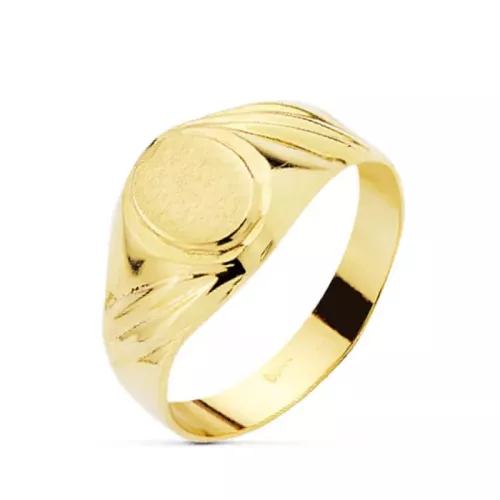 18K SELLO ORO AMARILLO HUECO CADETE ZONA GRABADO OVAL DE 7X6 MM 1