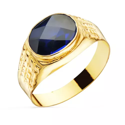 18K SELLO ORO AMARILLO PIEDRA ZAFIRO SPINEL 10X8 MM LATERAL TALLADO 2