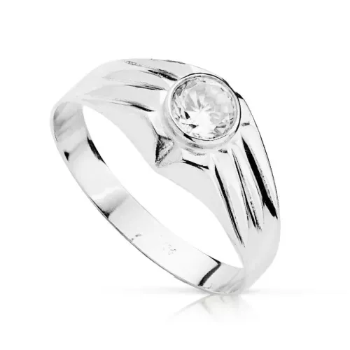 18K SOLITARIO ORO BLANCO HUECO CON CIRCONITA EN BOCEL DE 5 MM 1