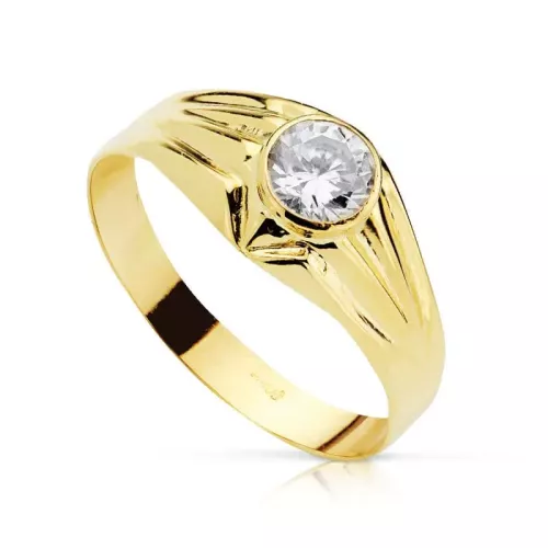18K SOLITARIO ORO AMARILLO HUECO CON CIRCONITA EN BOCEL DE 5 MM 1