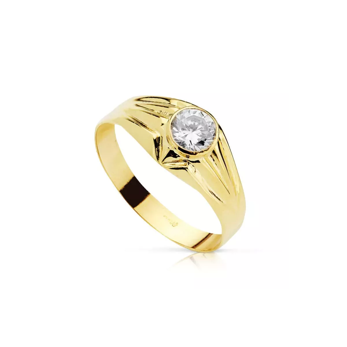 18K SOLITARIO ORO AMARILLO HUECO CON CIRCONITA EN BOCEL DE 5 MM 1