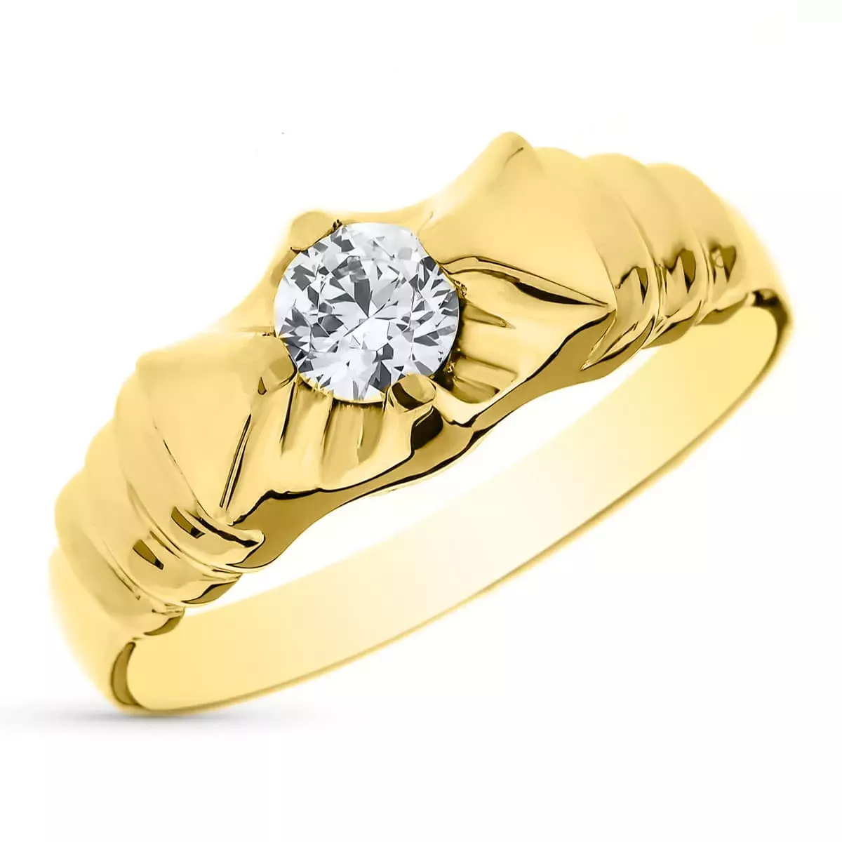 18K SOLITARIO ORO AMARILLO MACIZO CIRCONITA 4 MM. ANCHO 7