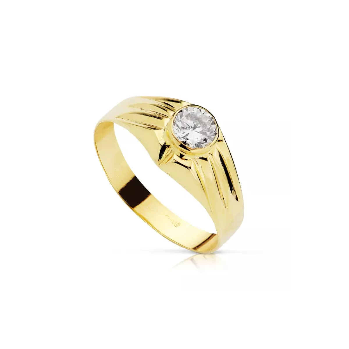18K SOLITARIO ORO AMARILLO HUECO CON CIRCONITA EN BOCEL DE 5 MM 2