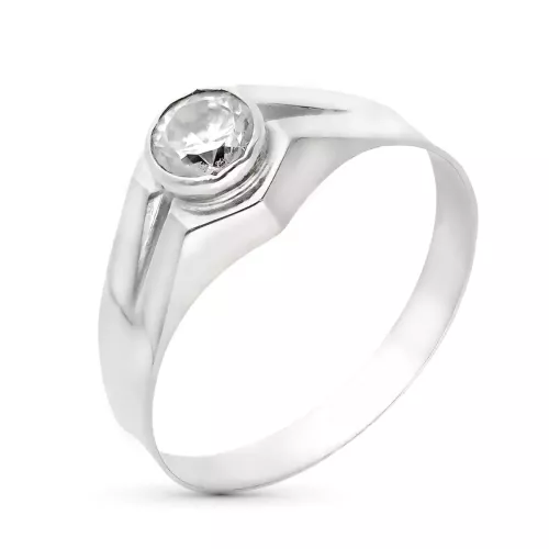 18K SOLITARIO ORO BLANCO HUECO CON CIRCONITA 5 MM. ANCHO: 8 MM 1