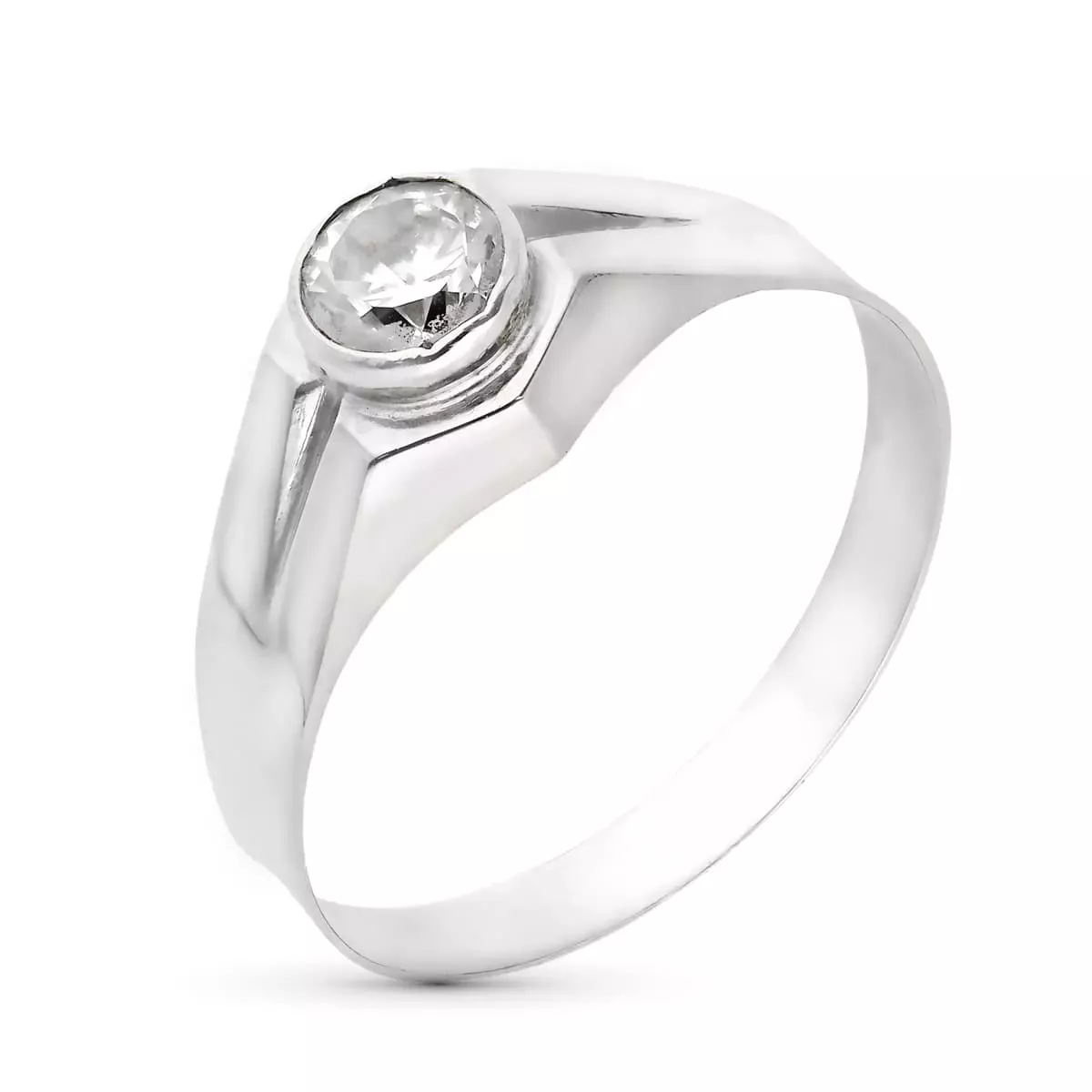 18K SOLITARIO ORO BLANCO HUECO CON CIRCONITA 5 MM. ANCHO: 8 MM 1