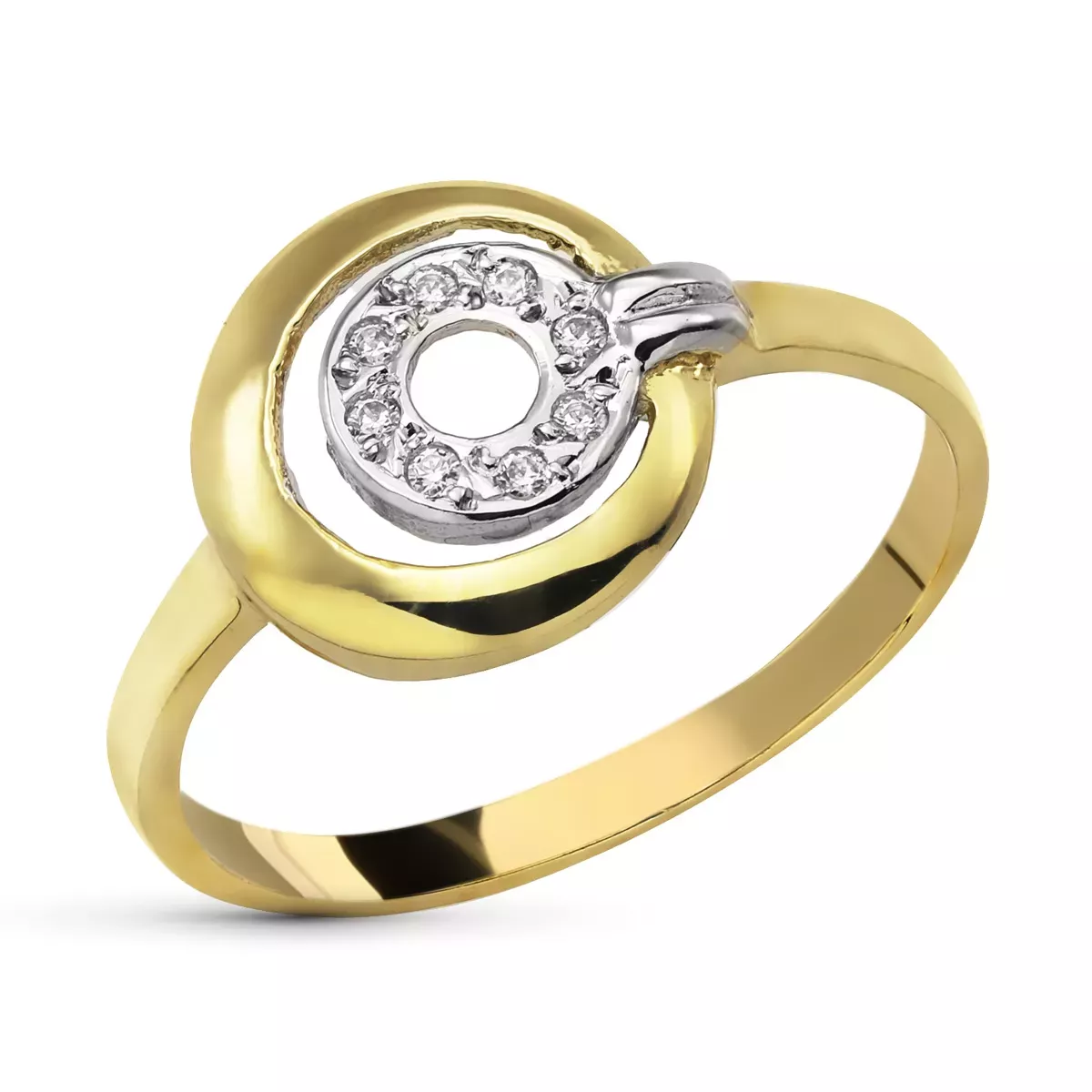 9K SORTIJA ORO BICOLOR MOTIVO REDONDO CALADO CON CIRCONITAS. ANCHO: 10 MM 1