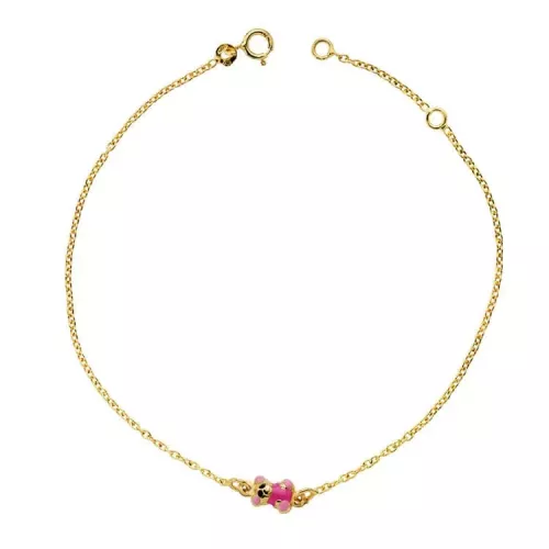 18K PULSERA ORO AMARILLO OSO ESMALTE 18CM 1