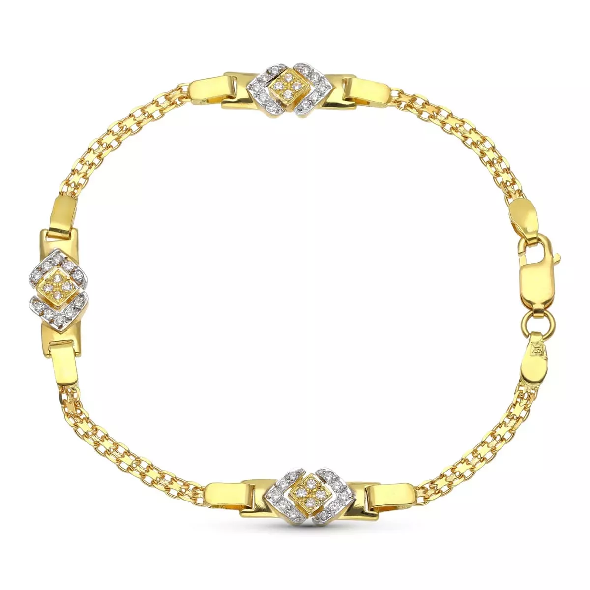 18K PULSERA ORO BICOLOR DE COMUNION CON CIRCONITAS 5