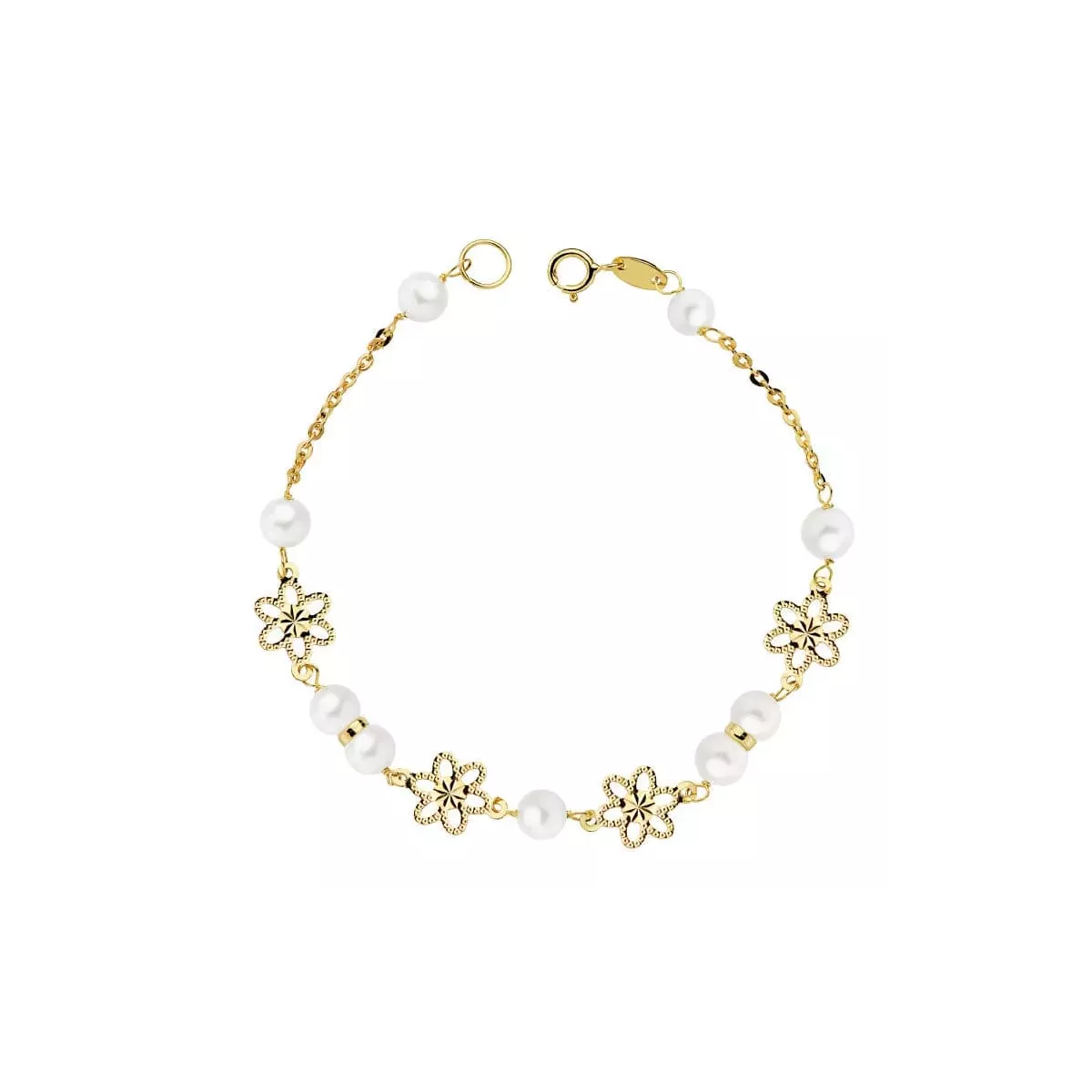 18K PULSERA ORO AMARILLO COMUNION PERLA 5.5 MM 18CM 1