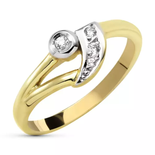 9K SORTIJA ORO BICOLOR MACIZA CON CIRCONITAS. ANCHO: 7