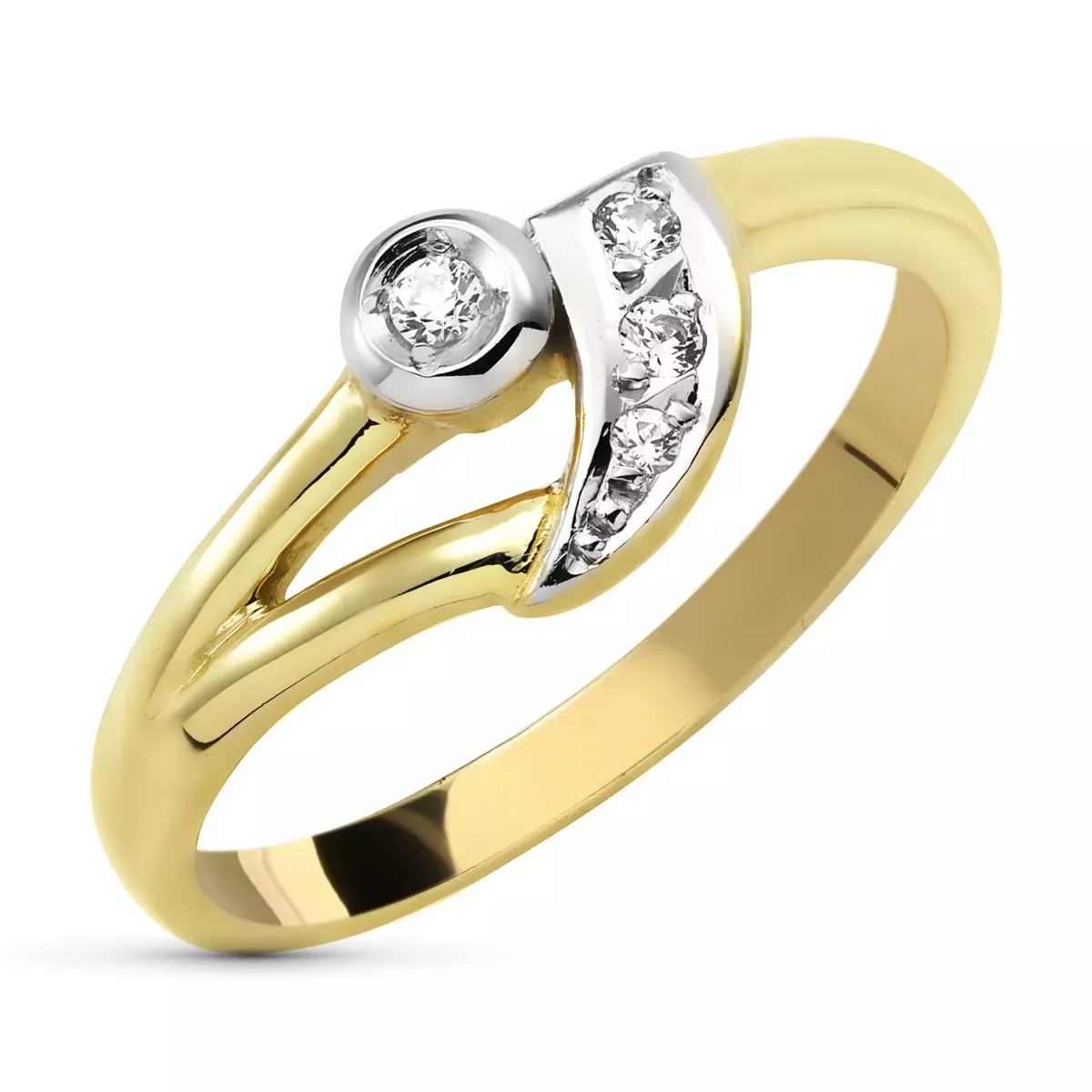 9K SORTIJA ORO BICOLOR MACIZA CON CIRCONITAS. ANCHO: 7