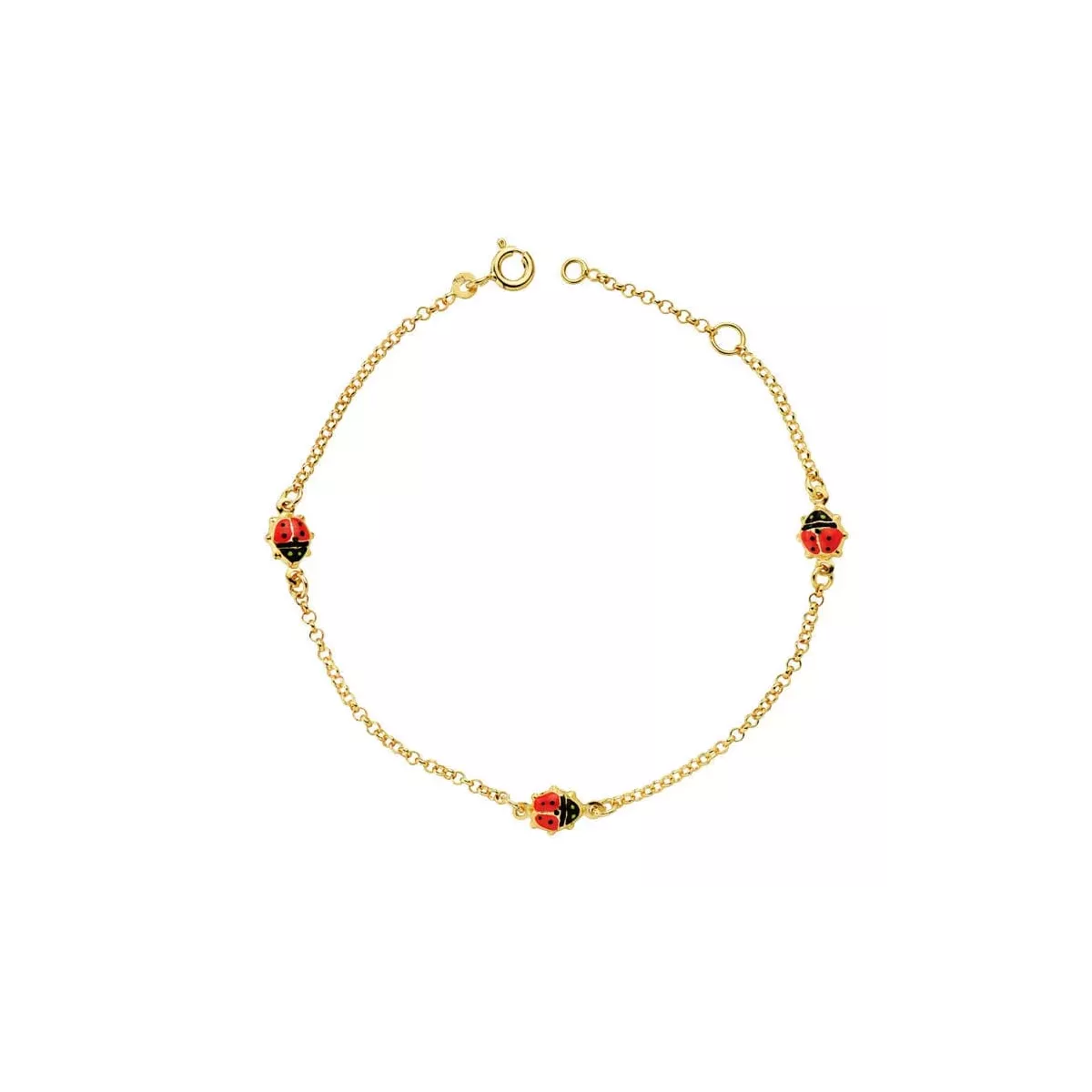 18K PULSERA ORO AMARILLO MARIQUITAS ESMALTE 17.50CM 2