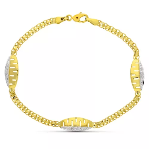 18K PULSERA ORO BICOLOR COMUNION CIRCONITA 17CM 3