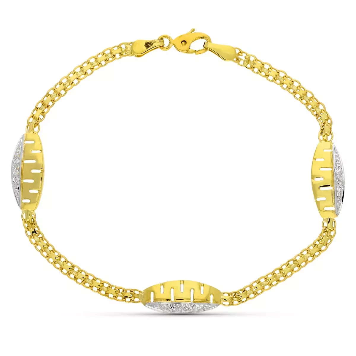 18K PULSERA ORO BICOLOR COMUNION CIRCONITA 17CM 3