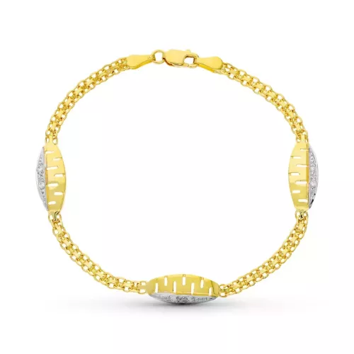 18K PULSERA ORO BICOLOR CIRCONITA 17.5 CM 4